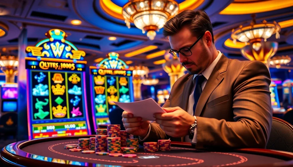 Excited players engaging with the Gates of Olympus 1000 slot machine in a luxurious casino.