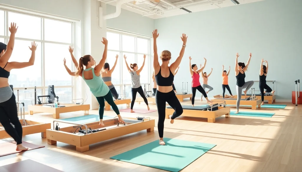 台東区で多様な参加者が参加する魅力的なピラティスクラスの一場面