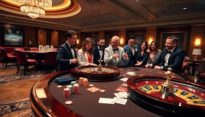 Người chơi hào hứng tham gia các cược cao tại một casino Bet VIP sang trọng.